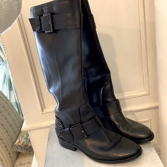 Brian Atwood Black Leather Riding Boots - Picture 12 of 13